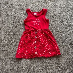 Red and White Star Buttoned Sundress